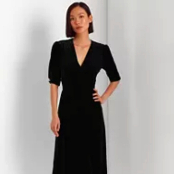 Lauren Ralph Lauren Dresses & Skirts - Lauren Ralph Lauren puff sleeve velvet dress black 2X NWT